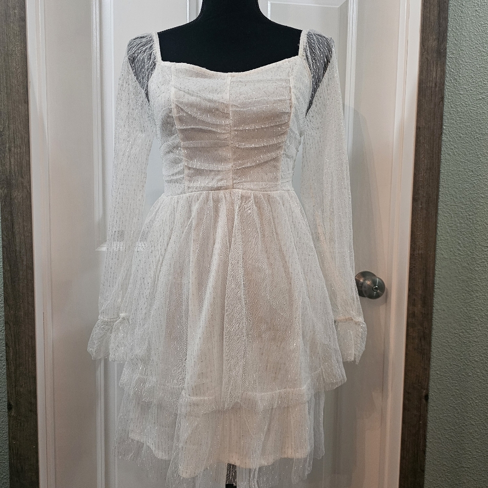 Elegant White Lace Dress - Medium, Altar'd State